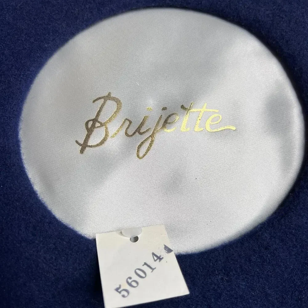 90s Brijette Navy Wool Beret Hat 100% Wool Made in South Africa w/ Lazarus Tag‎